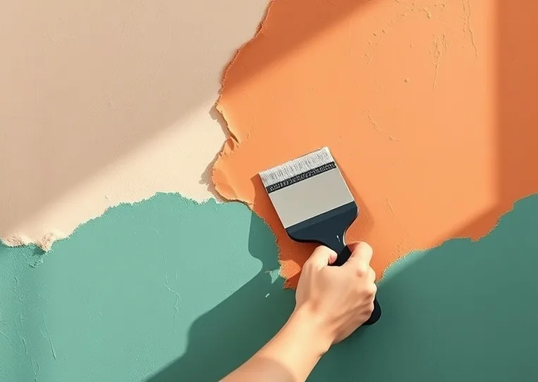 Application d'un enduit décoratif à la lisseuse sur un mur